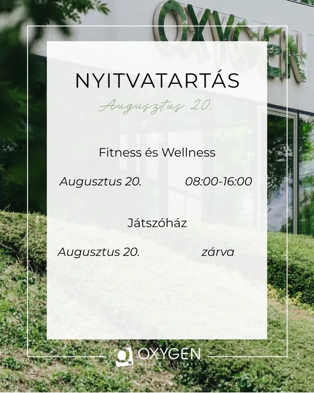 We're here to help you recharge at Oxygen Wellness Naphegy on 20 August too!