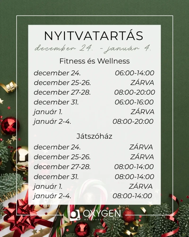 Karácsonyi nyitvatartás